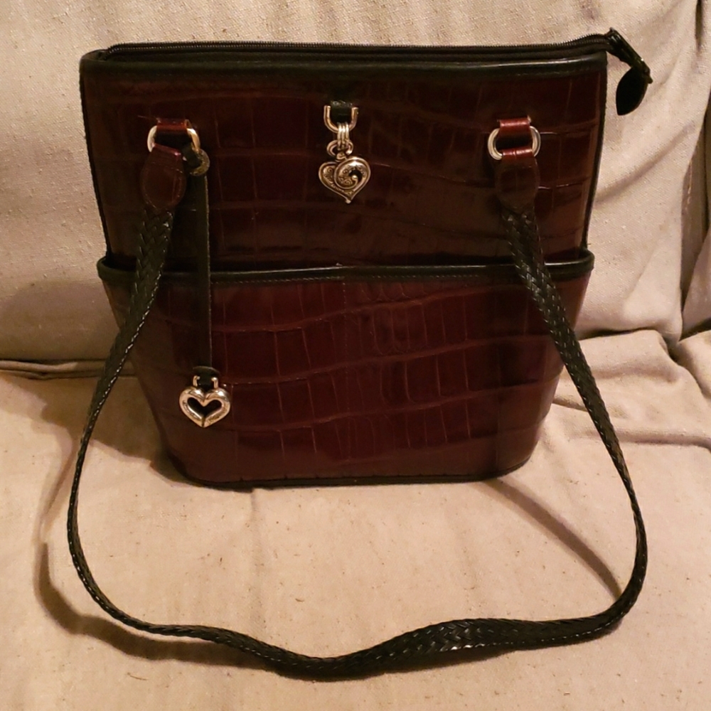Brighton Maghongany Croc Shoulder Purse